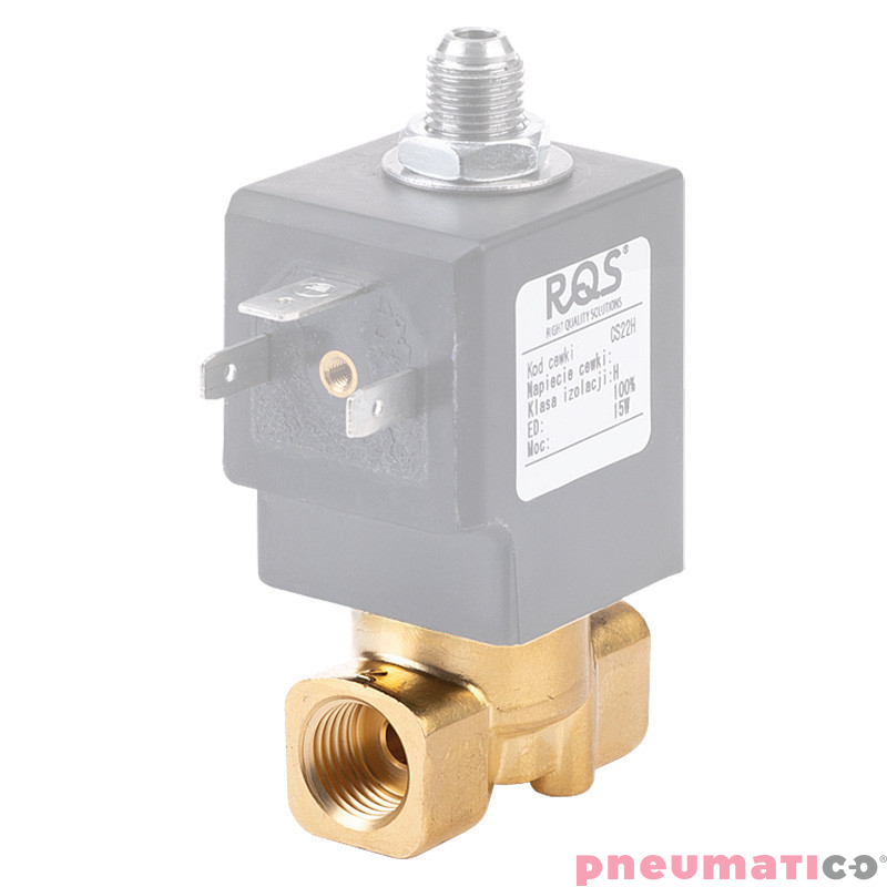 Zawór RQE TYP ED61 G1/4" DN3.0 2/2 mosiądz VITON RQS RQEED613.0FG02MSV bez cewki Zawór RQE TYP ED61 G1/4" DN3.0 2/2 mosiądz VITON RQS RQEED613.0FG02MSV bez cewki