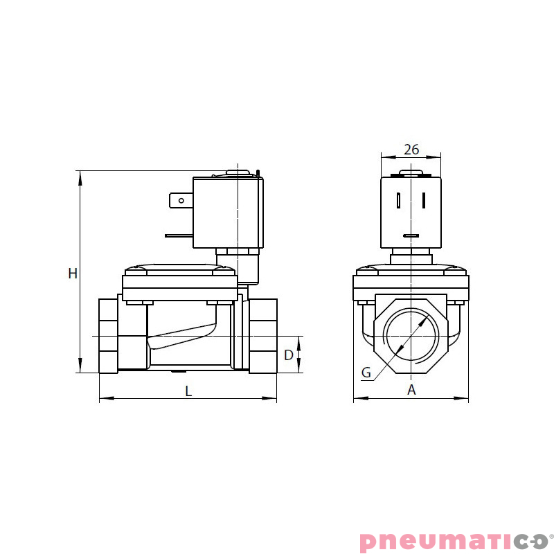 Zaw&oacute;r RQE typ EM41 G3/4" DN20 2/2 NC VITON nierdzewny RQS RQEEM4120FG06S4V bez cewki