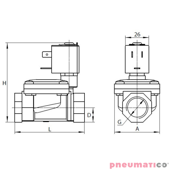 Zaw&oacute;r RQE typ EM41 G3/4" DN20 2/2 NC VITON nierdzewny RQS RQEEM4120FG06S4V bez cewki