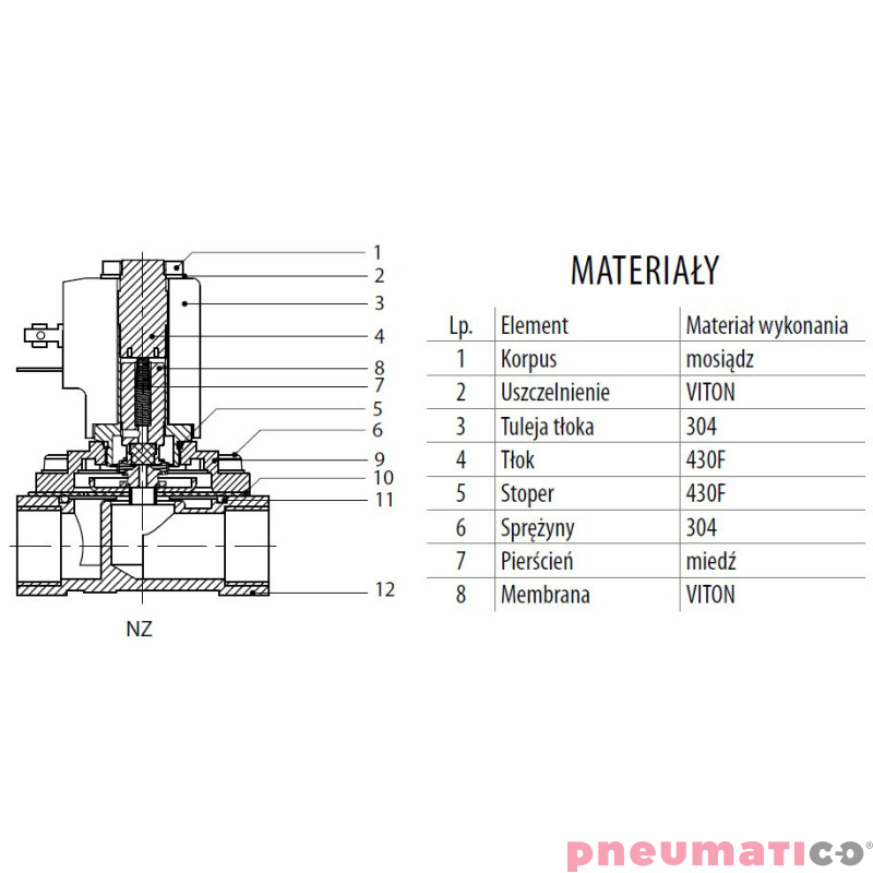 Zawór membranowy RQE typ EL11 G3/4" DN20 2/2 NC mosiądz VITON RQS RQEEL1120FG06MSV-DC bez cewki Zawór membranowy RQE typ EL11 G3/4" DN20 2/2 NC mosiądz VITON RQS RQEEL1120FG06MSV-DC bez cewki