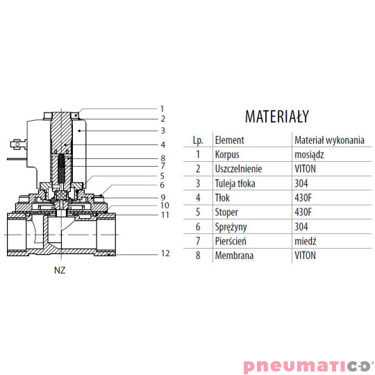 Zawór membranowy RQE typ EL11 G2" DN50 2/2 NC mosiądz VITON RQS RQEEL1150FG16MSV-DC bez cewki Zawór membranowy RQE typ EL11 G2" DN50 2/2 NC mosiądz VITON RQS RQEEL1150FG16MSV-DC bez cewki