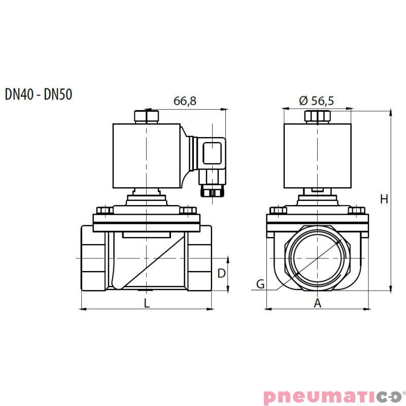 Zaw&oacute;r membranowy RQE typ EL21 G2" DN50 2/2 NO mosiądz VITON RQS RQEEL2150FG16MSV bez cewki