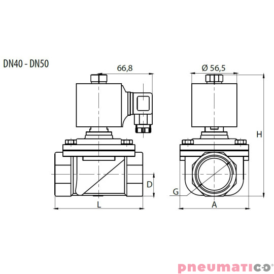 Zaw&oacute;r membranowy RQE typ EL21 G2" DN50 2/2 NO mosiądz VITON RQS RQEEL2150FG16MSV bez cewki