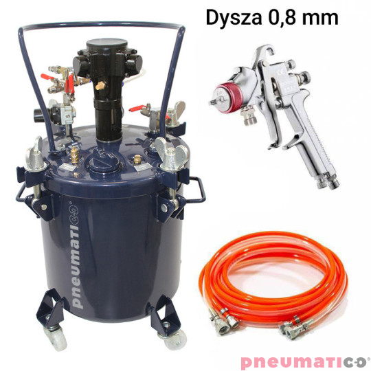 Zbiornik ciśnieniowy do natrysku 20L z mieszadłem Pneumatico Tank MP20-1-1E-11 + pistolet lakierniczy EXPERT HP 1,1 mm + wąż Zbiornik ciśnieniowy do natrysku 20L z mieszadłem Pneumatico Tank MP20-1-1E-11 + pistolet lakierniczy EXPERT HP 1,1 mm + wąż
