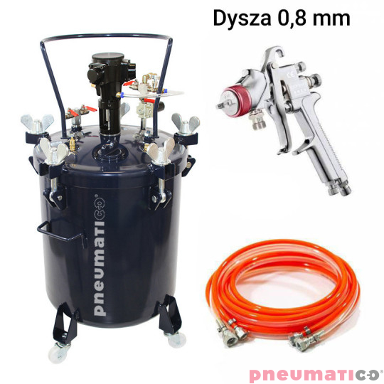 Zbiornik ciśnieniowy do natrysku 40L z mieszadłem Pneumatico Tank MP40-1-1E-11 + pistolet lakierniczy EXPERT HP 1,1 mm + wąż