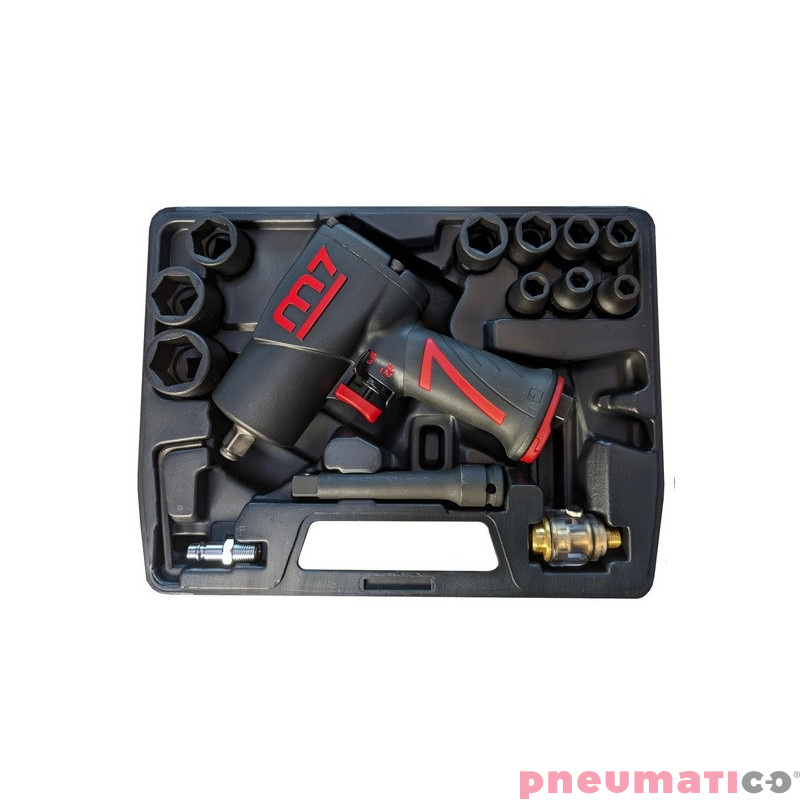 Klucz udarowy pneumatyczny w walizce z nasadkami 12 Mighty Seven M7 NC-4277QKIT Klucz udarowy pneumatyczny w walizce z nasadkami 12 Mighty Seven M7 NC-4277QKIT