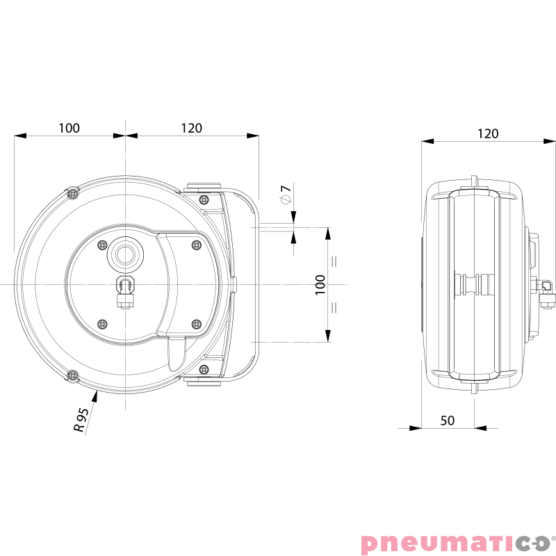 Przemysłowe mini-zwijadło do CNC 10x8mm 3,5m Zeca 9100/8 Przemysłowe mini-zwijadło do CNC 10x8mm 3,5m Zeca 9100/8