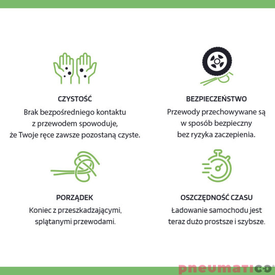 ZALETY: Zwijacz wallbox do ładowania auta elektrycznego 5m Typ 1 Zeca EV3161WB ZALETY: Zwijacz wallbox do ładowania auta elektrycznego 5m Typ 1 Zeca EV3161WB