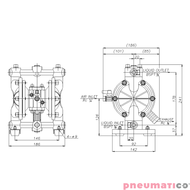 Pompa membranowa YAMADA DP-10BAN 3/8" Pompa membranowa YAMADA DP-10BAN 3/8"