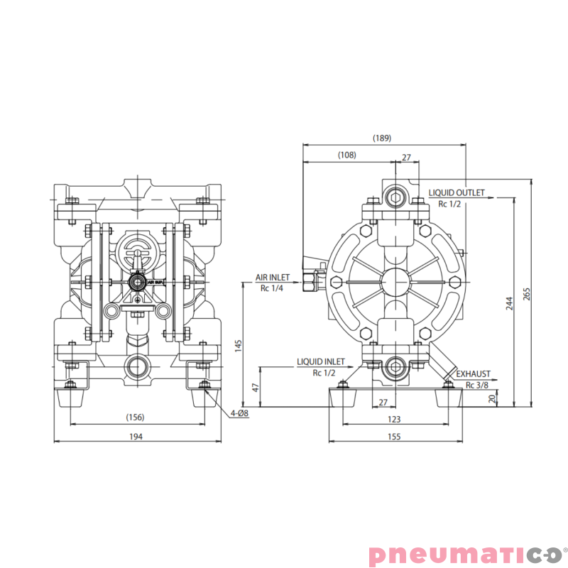 Pompa membranowa YAMADA G15AN00 1/2" ATEX Pompa membranowa YAMADA G15AN00 1/2" ATEX
