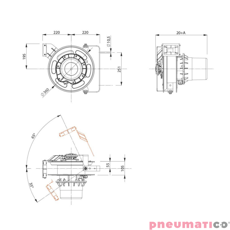 Uchwyt obrotowy do zwijadeł EV6 ZECA 1401 Uchwyt obrotowy do zwijadeł EV6 ZECA 1401