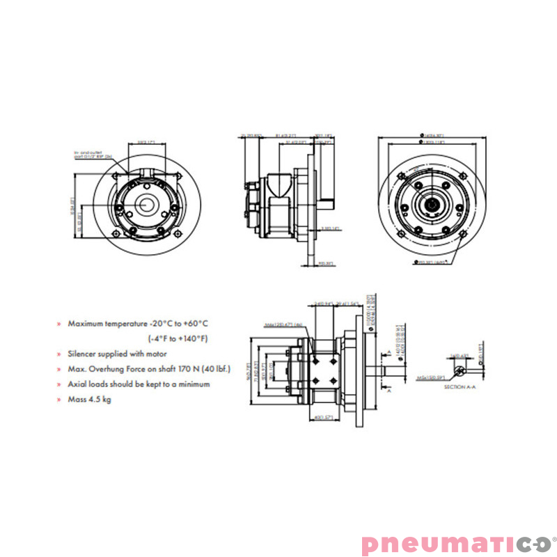 Silnik pneumatyczny GLOBE AIRMOTORS VS4C (A15004500) Silnik pneumatyczny GLOBE AIRMOTORS VS4C (A15004500)