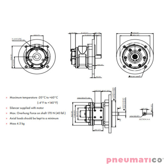 Silnik pneumatyczny GLOBE AIRMOTORS VS4C (A15004500) Silnik pneumatyczny GLOBE AIRMOTORS VS4C (A15004500)