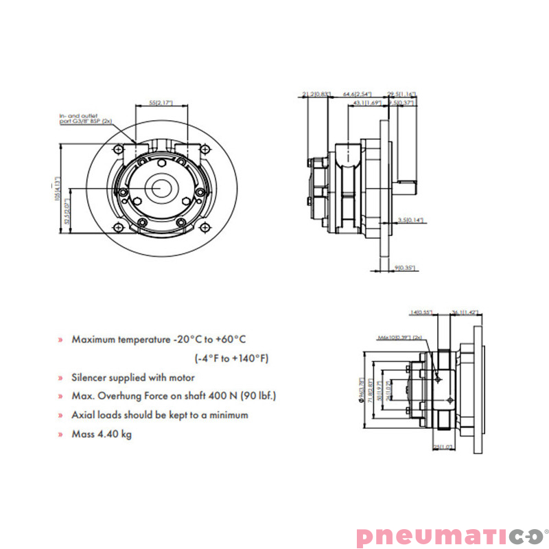 Silnik pneumatyczny GLOBE AIRMOTORS VS2C (A15002500) Silnik pneumatyczny GLOBE AIRMOTORS VS2C (A15002500)