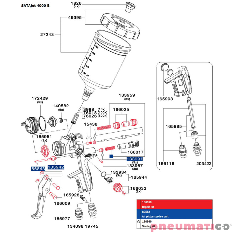 Zestaw dysz do Sata 4000 B RP 1,3 167049 Zestaw dysz do Sata 4000 B RP 1,3 167049