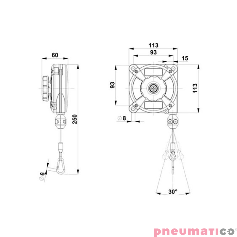 Balanser linkowy 621 ZECA 1-2kg 1600mm