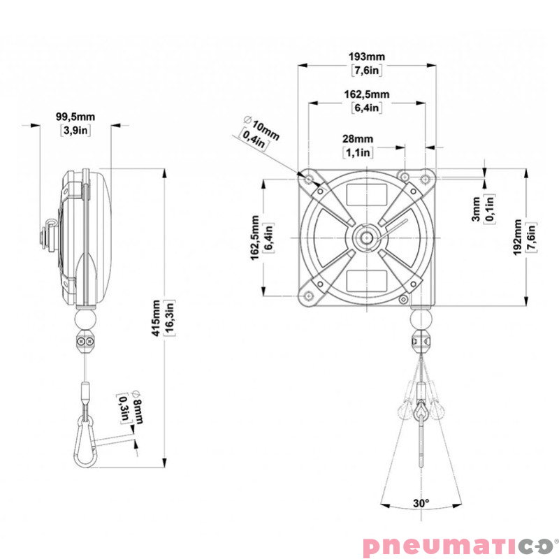 Balanser linkowy 627 ZECA 10-14kg 2500mm Balanser linkowy 627 ZECA 10-14kg 2500mm