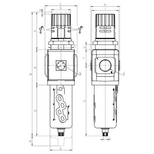 Filtro-reduktor serii MX G3/4" 0,5-10 bar z automatycznym spustem kondensatu 25mm i manometrem CAMOZZI MX3-34-FR0304