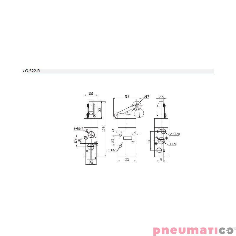Zaw&oacute;r rolkowy / dźwignia TEKMA G-522R 5/2