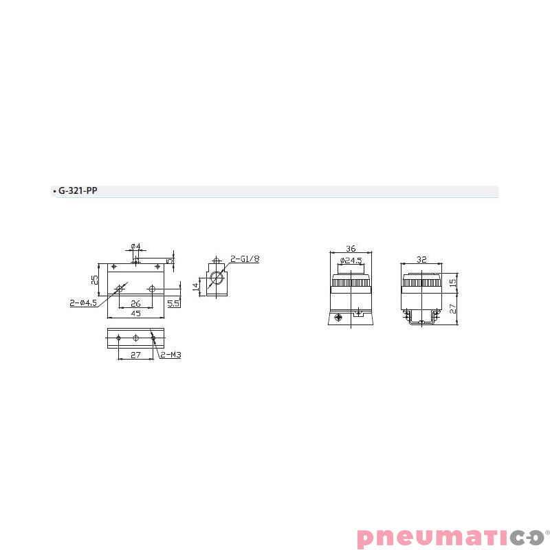 Zawór ręczny z przyciskiem TEKMA 3/2 NC G-321-PP-RED G1/8" Zawór ręczny z przyciskiem TEKMA 3/2 NC G-321-PP-RED G1/8"