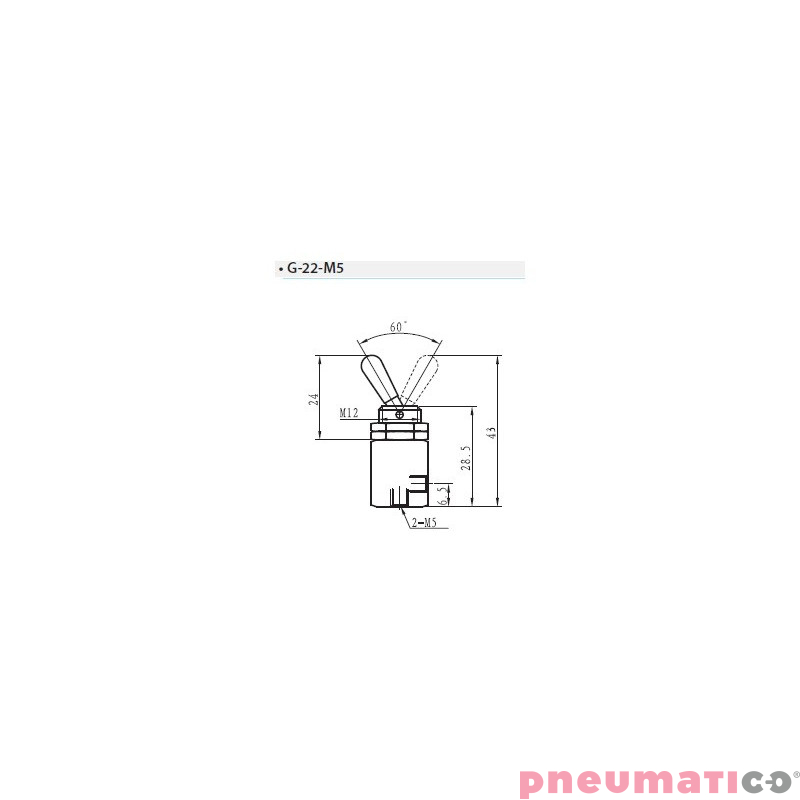 Zawór ręczny z joystickiem G-22-M5 2/2 NC Zawór ręczny z joystickiem G-22-M5 2/2 NC