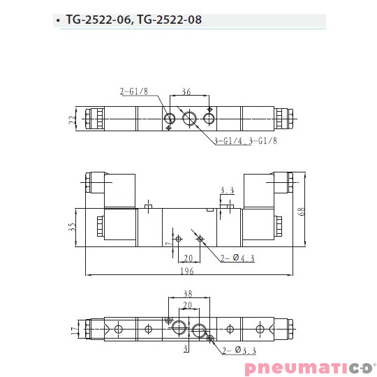 Zawór elektropneumatyczny 5/2 sterowany dwustronnie 1/8" Zawór elektropneumatyczny 5/2 sterowany dwustronnie 1/8"