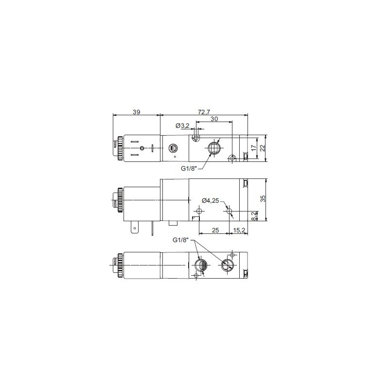 Zaw&oacute;r elektropneumatyczny 3/2 NO PNEUMAX 1/8 8880.32.A.39.F05 24VDC
