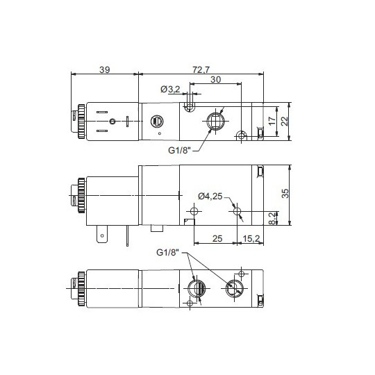 Zaw&oacute;r elektropneumatyczny 3/2 NO PNEUMAX 1/8 8880.32.A.39.F05 24VDC