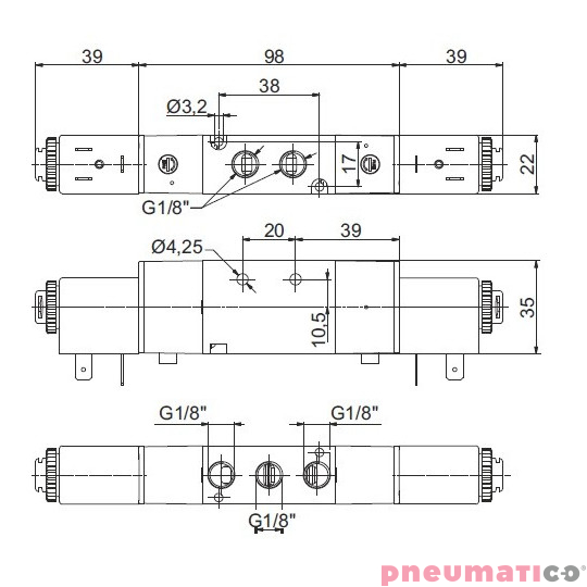 Zawór elektropneumatyczny 5/2 bistabilny PNEUMAX 1/8 8880.52.00.35.F05 DC_24 V Zawór elektropneumatyczny 5/2 bistabilny PNEUMAX 1/8 8880.52.00.35.F05 DC_24 V