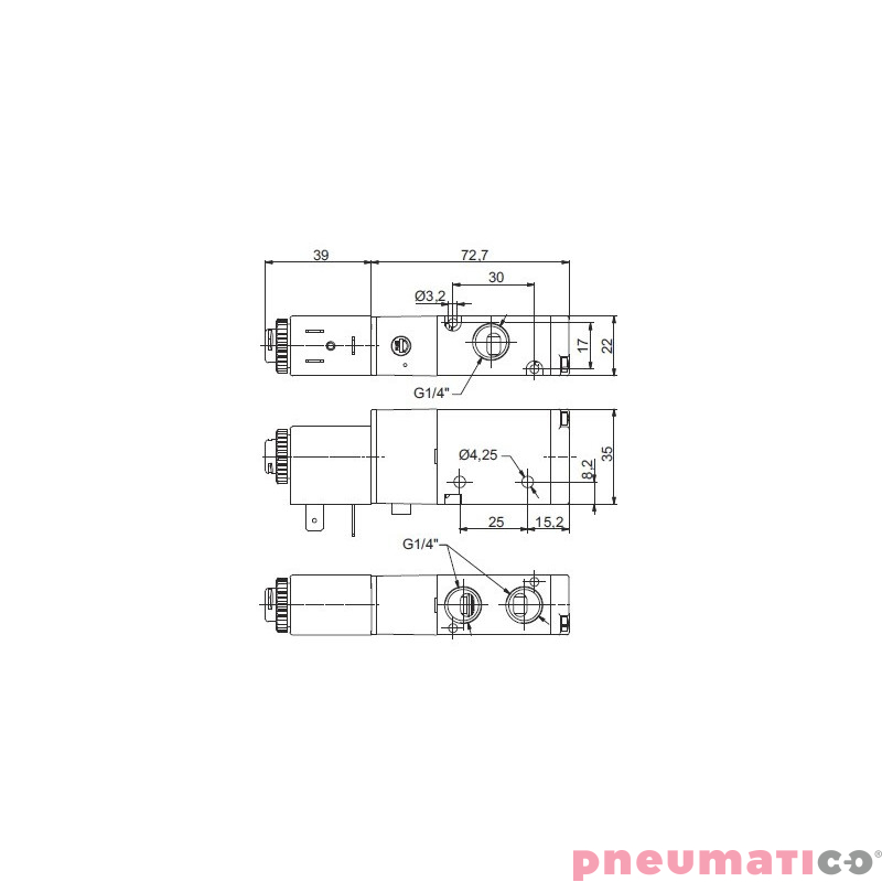 Zawór elektropneumatyczny 3/2 NO PNEUMAX 1/4 8884.32.A.39.F05 DC_24V Zawór elektropneumatyczny 3/2 NO PNEUMAX 1/4 8884.32.A.39.F05 DC_24V