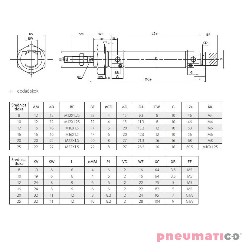 Siłownik okrągły ISO6432 DT-TGL-C TEKMA