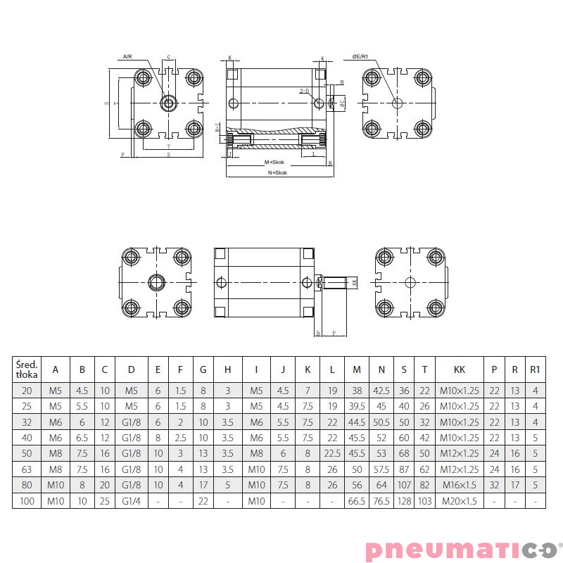 Siłownik profilowy UNITOP DT-TDV TEKMA Siłownik profilowy UNITOP DT-TDV TEKMA