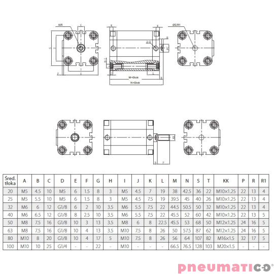 Siłownik profilowy UNITOP DT-TDV TEKMA Siłownik profilowy UNITOP DT-TDV TEKMA
