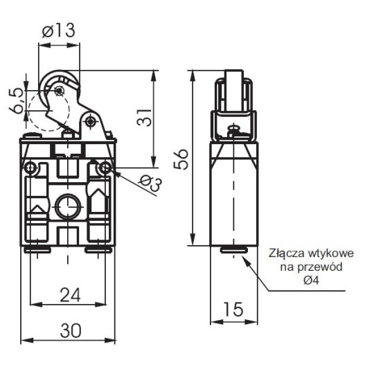 Zaw&oacute;r ręczny dźwignia z rolką -sprężyna 2/2 NO PNEUMAX