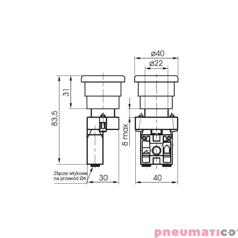 Zaw&oacute;r ręczny dźwignia z rolką -sprężyna 2/2 NO PNEUMAX