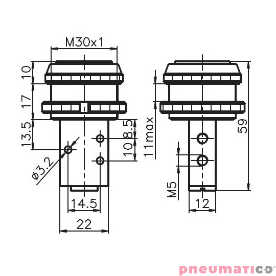 Przycisk ∅30 mm sprężyna 3/2 PNEUMAX Przycisk ∅30 mm sprężyna 3/2 PNEUMAX