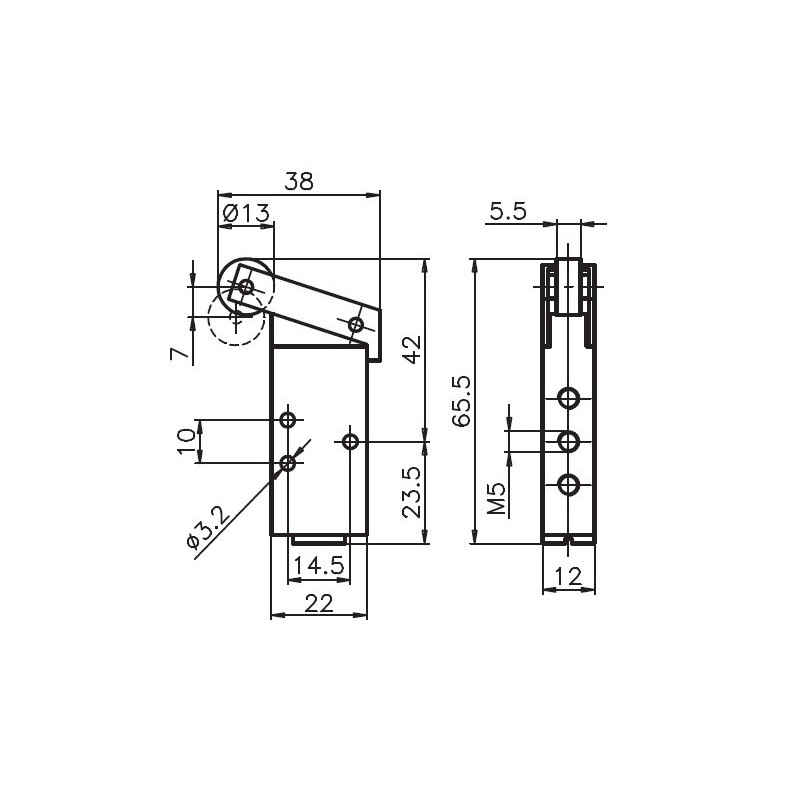 Dźwignia z rolką, łożysko - sprężyna 5/2 PNEUMAX