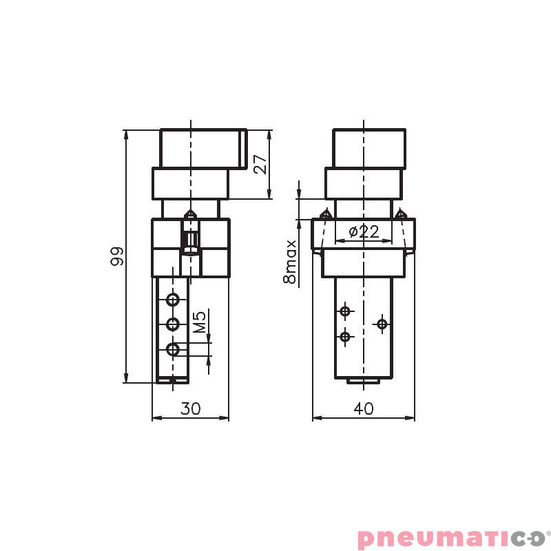 Przełącznik dwupozycyjny 5/2 PNEUMAX Przełącznik dwupozycyjny 5/2 PNEUMAX