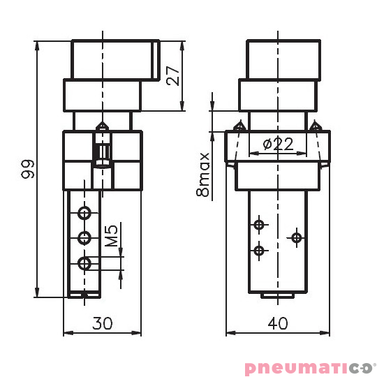 Przełącznik dwupozycyjny 5/2 PNEUMAX Przełącznik dwupozycyjny 5/2 PNEUMAX
