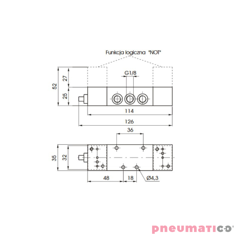 Zawór oscylator z elementami log. NOT 900.52.5C PNEUMAX Zawór oscylator z elementami log. NOT 900.52.5C PNEUMAX
