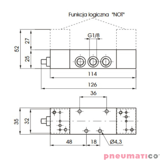 Zawór oscylator z elementami log. NOT 900.52.5C PNEUMAX Zawór oscylator z elementami log. NOT 900.52.5C PNEUMAX