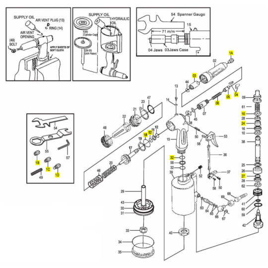 Komplet naprawczy nitownicy pneumatycznej JAT-6034-RK