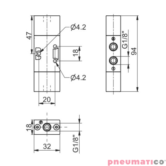 Zawór pneumatyczny bistabilny T228.32.11.11 3/2 PNEUMAX 1/8" Zawór pneumatyczny bistabilny T228.32.11.11 3/2 PNEUMAX 1/8"