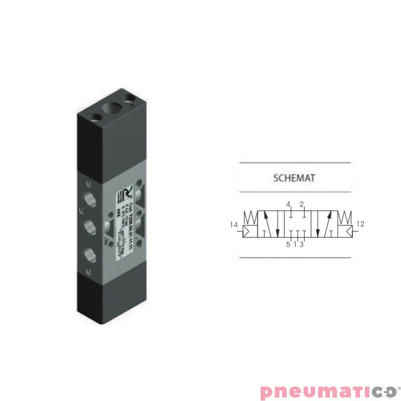 Zaw&oacute;r pneumatyczny tr&oacute;jpozycyjny CZ T228.53.31.11.11 5/3 PNEUMAX 1/8"