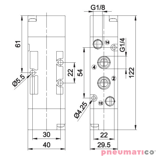 Zawór pneumatyczny sprężyna T224.52.11.1 5/2 PNEUMAX 1/4" Zawór pneumatyczny sprężyna T224.52.11.1 5/2 PNEUMAX 1/4"