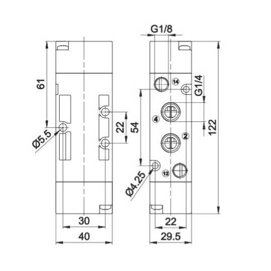 Zaw&oacute;r pneumatyczny tr&oacute;jpozycyjny CZ T224.53.31.11.11 5/3 PNEUMAX 1/4"