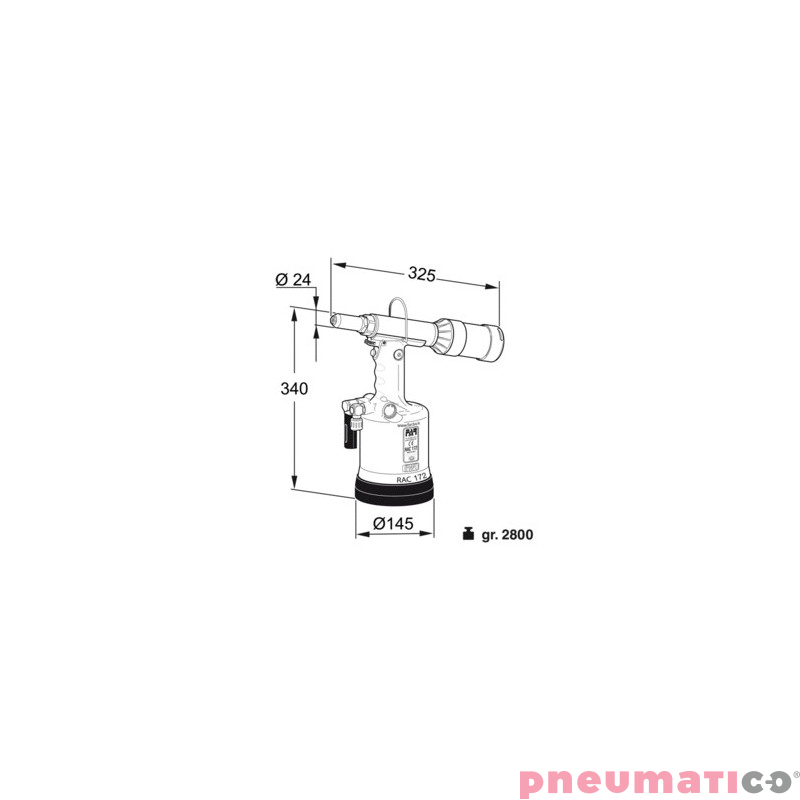Nitownica do nitów zrywalnych i strukturalnych FAR RAC 172 z pojemnikiem Nitownica do nitów zrywalnych i strukturalnych FAR RAC 172 z pojemnikiem