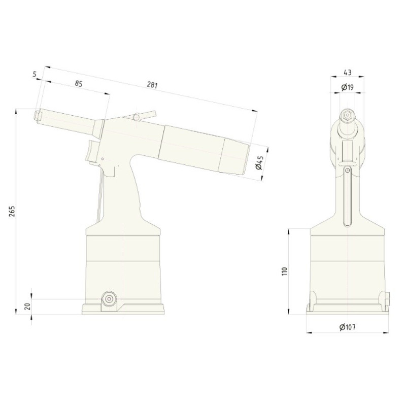 Nitownica do nit&oacute;w zrywalnych RIVETEC RL15A