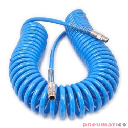 Wąż spiralny PU 12x18mm 15m prosta końcówka i szybkozłącza