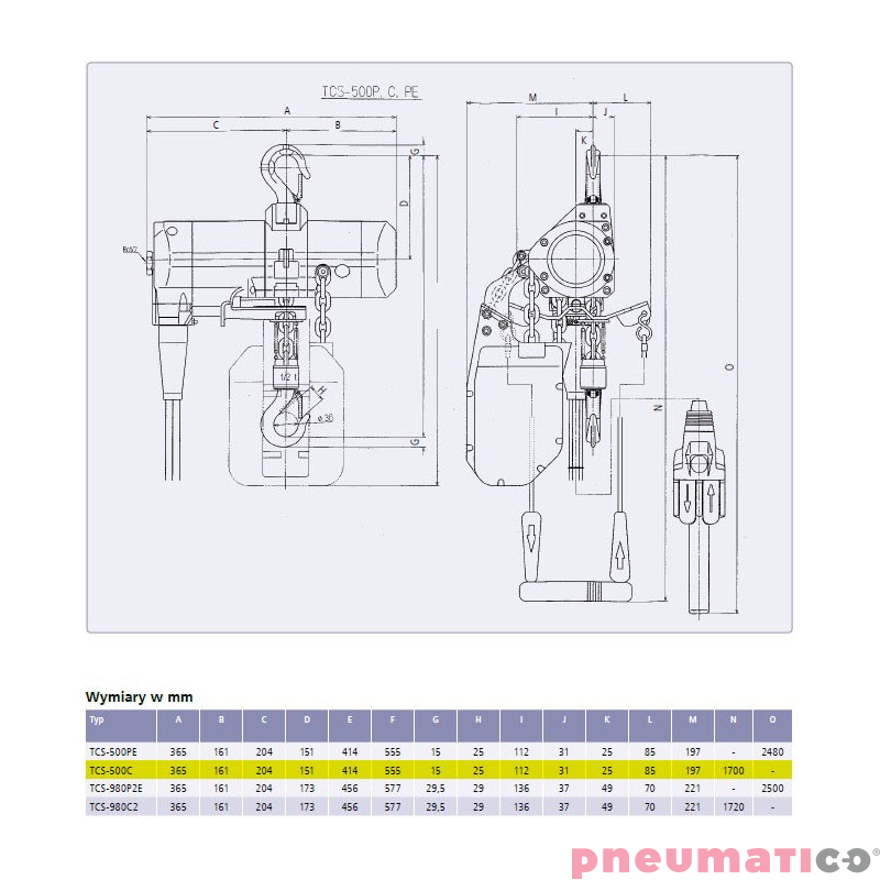 Red Rooster TCS-500 C wymiary Red Rooster TCS-500 C wymiary